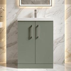 [BFLE803A] Contemporary Floor Standing Vanity Unit with Mid-Edge Basin, Choice of Size - Silo