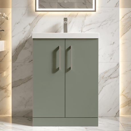 [BFLE803A] Contemporary Floor Standing Vanity Unit with Mid-Edge Basin, Choice of Size - Silo