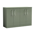 [BFLE803W2] Balterley Level Modern Bathroom 2 Door Floor Standing Vanity Unit with Worktop & D Shape Handles, Satin Green, 1205 mm - Cutout