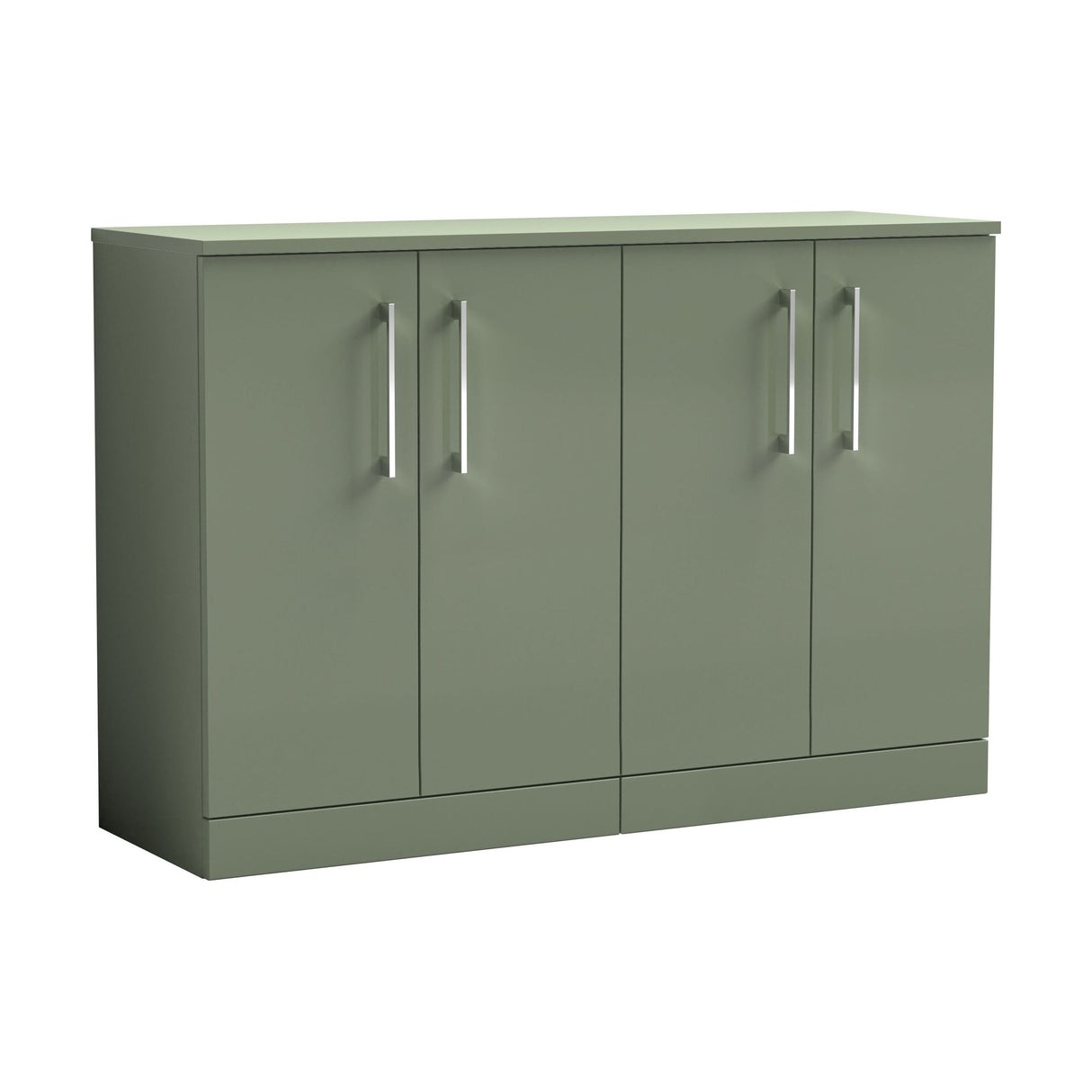 [BFLE803W2] Balterley Level Modern Bathroom 2 Door Floor Standing Vanity Unit with Worktop & D Shape Handles, Satin Green, 1205 mm - Cutout