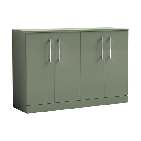 [BFLE803W2] Balterley Level Modern Bathroom 2 Door Floor Standing Vanity Unit with Worktop & D Shape Handles, Satin Green, 1205 mm - Cutout