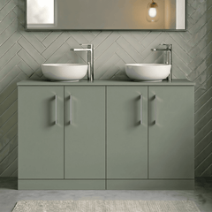 [BFLE803W2] Bramshall Contemporary 4 Door Floor Standing Vanity Unit with Worktop, 1200mm, Choice of Colour - Studio Shot