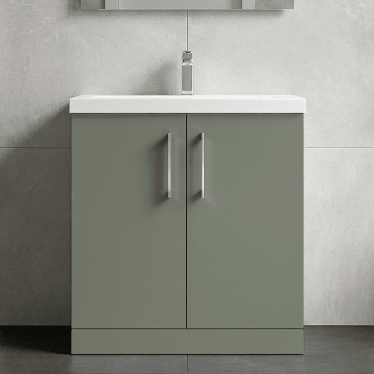 [BFLE805A] Contemporary Floor Standing Vanity Unit with Mid-Edge Basin, Choice of Size - Silo