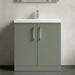[BFLE805A] Contemporary Floor Standing Vanity Unit with Mid-Edge Basin, Choice of Size - Silo