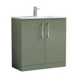 [BFLE805B] Balterley  Contemporary Bathroom 2 Soft Close Door & Minimalist Floor Standing Vanity Unit Basin, Satin Green, 800mm - Cutout