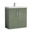 [BFLE805D] Balterley  Contemporary Bathroom 2-Door Floor-Standing Thin-Edge Vanity Unit Basin, Satin Green, 800mm - Cutout