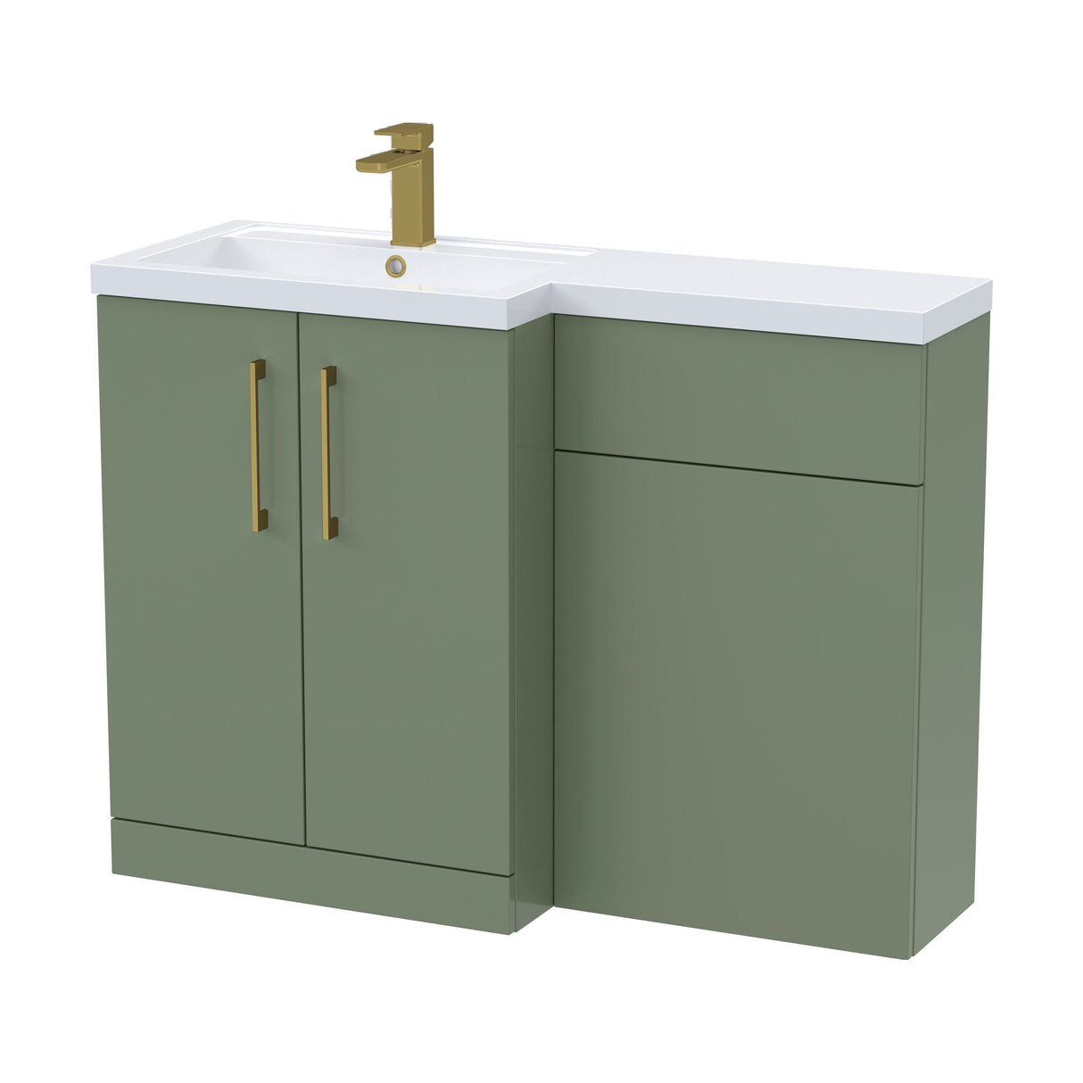 [BFLE811LH017] Bramshall Combination Vanity Unit with Basin & WC, Left Hand, 1100mm x 390mm - Choice of Colour and Handle Finish - Cutout