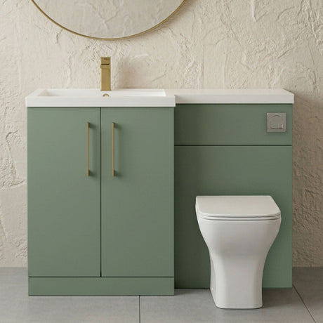 [BFLE811LH017] Bramshall Combination Vanity Unit with Basin & WC, Left Hand, 1100mm x 390mm - Choice of Colour and Handle Finish - Silo