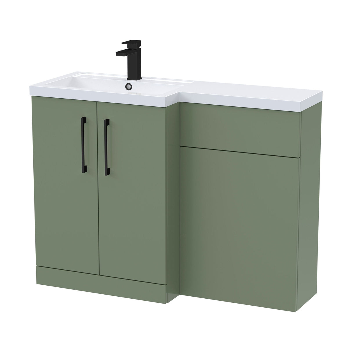 [BFLE811LH018] Bramshall Combination Vanity Unit with Basin & WC, Left Hand, 1100mm x 390mm - Choice of Colour and Handle Finish - Cutout