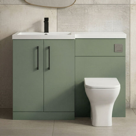 [BFLE811LH018] Bramshall Combination Vanity Unit with Basin & WC, Left Hand, 1100mm x 390mm - Choice of Colour and Handle Finish - Silo