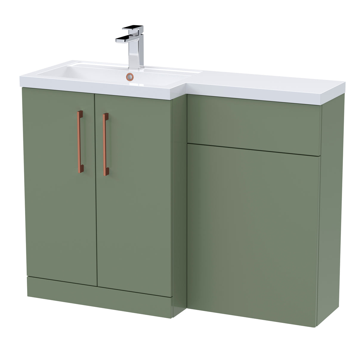 Bathroom Vanity Unit with Basin & WC Unit, Left Hand, 1100mm x 390mm - Choice of Colour