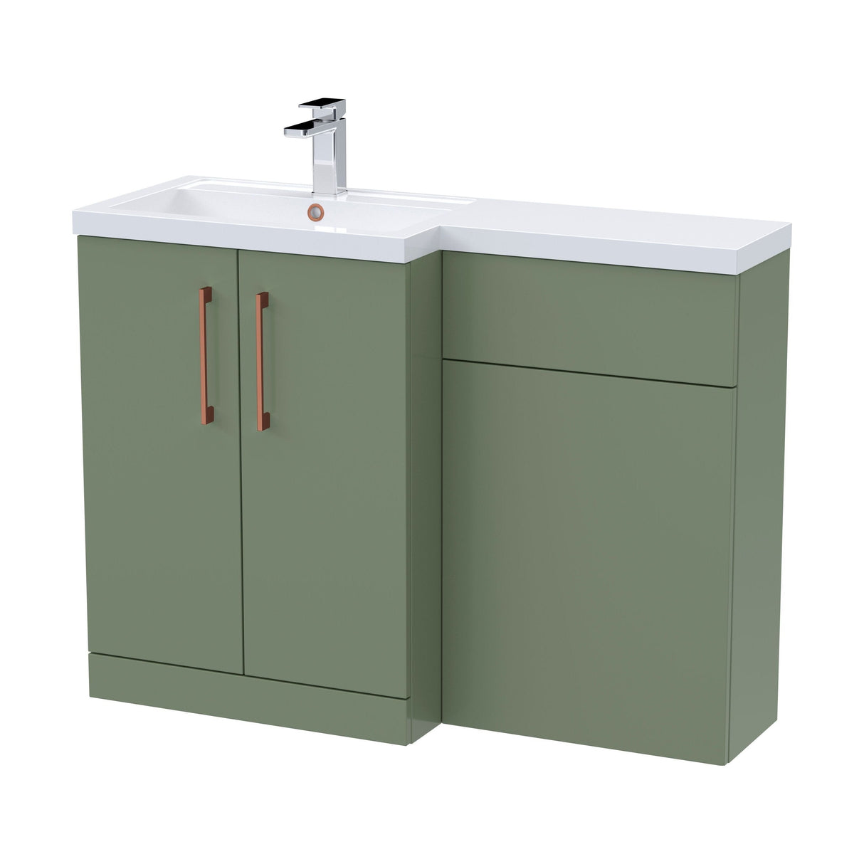 [BFLE811LH019] Bramshall Combination Vanity Unit with Basin & WC, Left Hand, 1100mm x 390mm - Choice of Colour and Handle Finish - Cutout