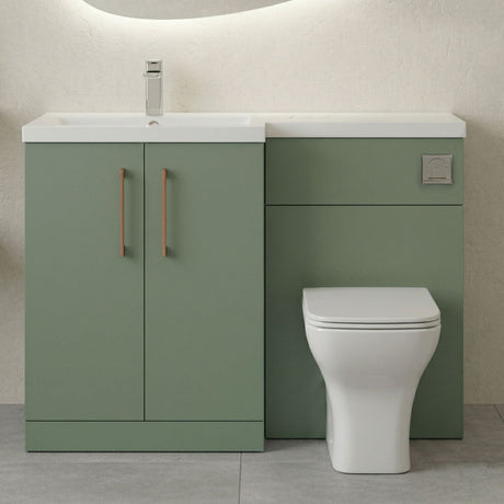 [BFLE811LH019] Bramshall Combination Vanity Unit with Basin & WC, Left Hand, 1100mm x 390mm - Choice of Colour and Handle Finish - Silo