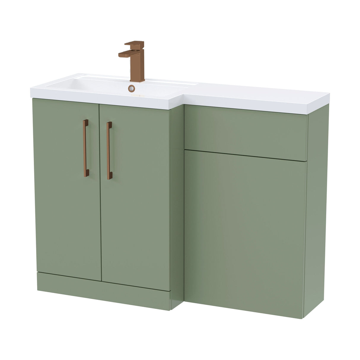 [BFLE811LH1516] Bramshall Combination Vanity Unit with Basin & WC, Left Hand, 1100mm x 390mm - Choice of Colour and Handle Finish - Cutout