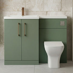 [BFLE811LH1516] Bramshall Combination Vanity Unit with Basin & WC, Left Hand, 1100mm x 390mm - Choice of Colour and Handle Finish - Silo