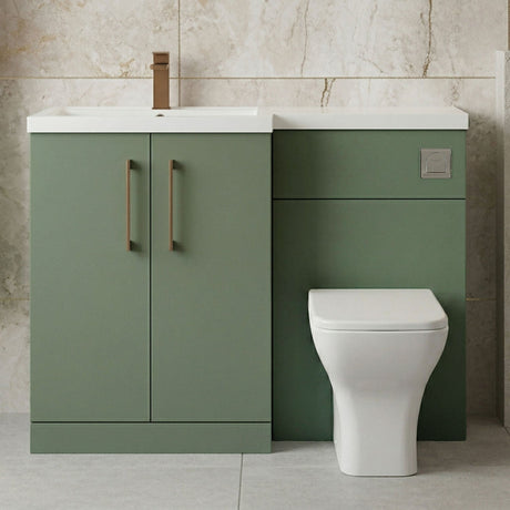[BFLE811LH1516] Bramshall Combination Vanity Unit with Basin & WC, Left Hand, 1100mm x 390mm - Choice of Colour and Handle Finish - Silo