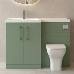 [BFLE811LH716] Bramshall Combination Vanity Unit with Basin & WC, Left Hand, 1100mm x 390mm - Choice of Colour and Handle Finish - Silo