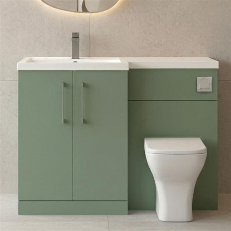 [BFLE811LH716] Bramshall Combination Vanity Unit with Basin & WC, Left Hand, 1100mm x 390mm - Choice of Colour and Handle Finish - Silo
