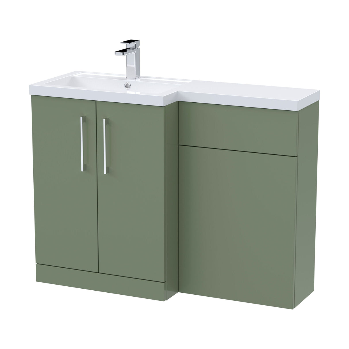 [BFLE811L] Bramshall Combination Vanity Unit with Basin & WC, Left Hand, 1100mm x 390mm - Choice of Colour and Handle Finish - Cutout
