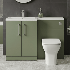 [BFLE811L] Bramshall Combination Vanity Unit with Basin & WC, Left Hand, 1100mm x 390mm - Choice of Colour and Handle Finish - Silo