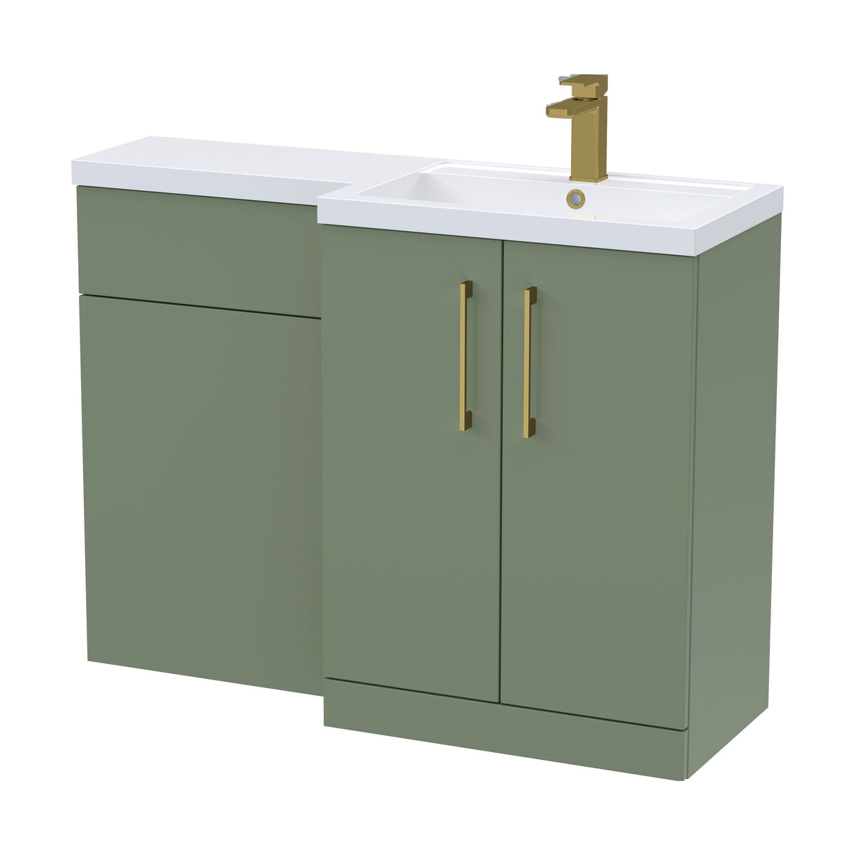 [BFLE811RH017] Bramshall Combination Vanity Unit with Basin & WC, Right Hand, 1100mm x 390mm - Choice of Colour and Handle Finish - Cutout