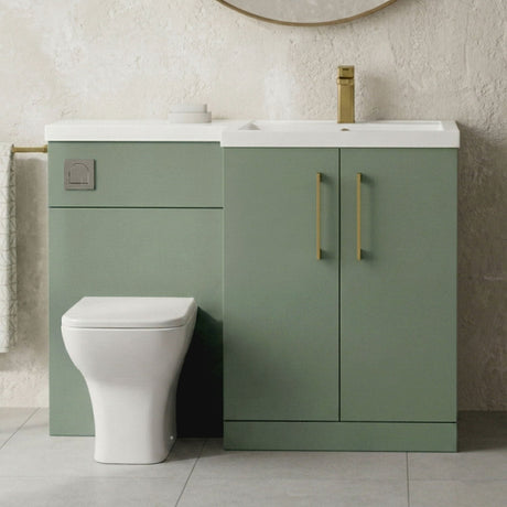 [BFLE811RH017] Bramshall Combination Vanity Unit with Basin & WC, Right Hand, 1100mm x 390mm - Choice of Colour and Handle Finish - Silo