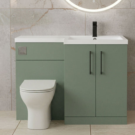 [BFLE811RH018] Bramshall Combination Vanity Unit with Basin & WC, Right Hand, 1100mm x 390mm - Choice of Colour and Handle Finish - Silo