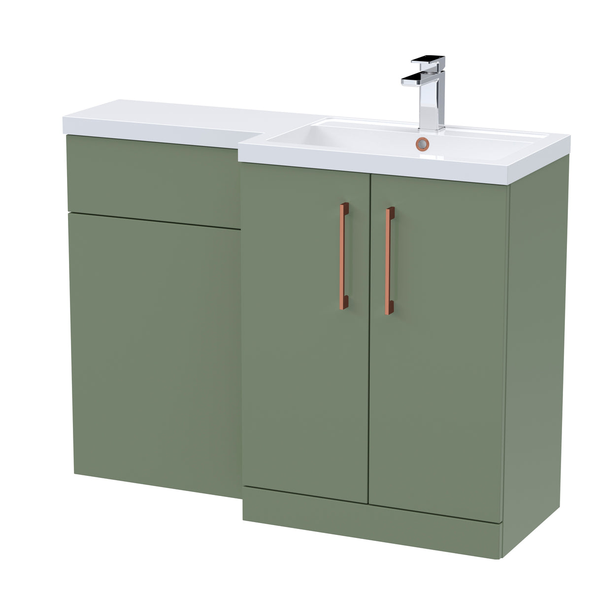 Bathroom Vanity Unit with Basin & WC, Right Hand, 1100mm x 390mm - Choice of Colour