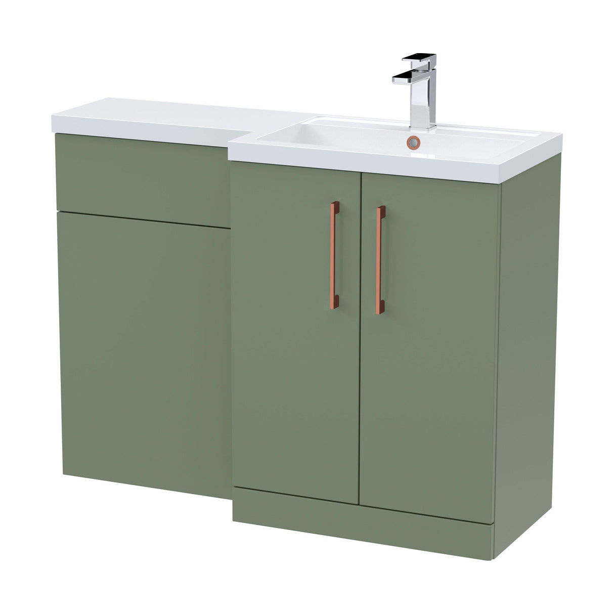 [BFLE811RH019] Bramshall Combination Vanity Unit with Basin & WC, Right Hand, 1100mm x 390mm - Choice of Colour and Handle Finish - Cutout