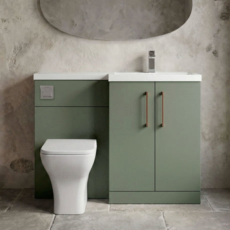 [BFLE811RH019] Bramshall Combination Vanity Unit with Basin & WC, Right Hand, 1100mm x 390mm - Choice of Colour and Handle Finish - Silo