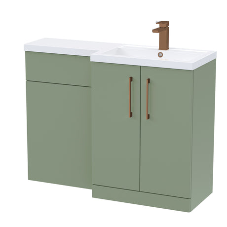 Bathroom Vanity Unit with Basin & WC, Right Hand, 1100mm x 390mm - Choice of Colour