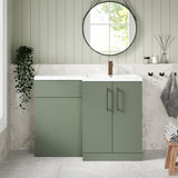Bramshall Combination Vanity Unit with Basin & WC, Right Hand, 1100mm x 390mm - Choice of Colour and Handle Finish