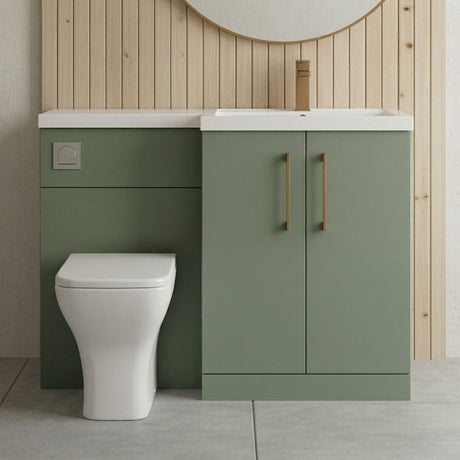 [BFLE811RH1516] Bramshall Combination Vanity Unit with Basin & WC, Right Hand, 1100mm x 390mm - Choice of Colour and Handle Finish - Silo