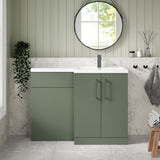 Bramshall Combination Vanity Unit with Basin & WC, Right Hand, 1100mm x 390mm - Choice of Colour and Handle Finish