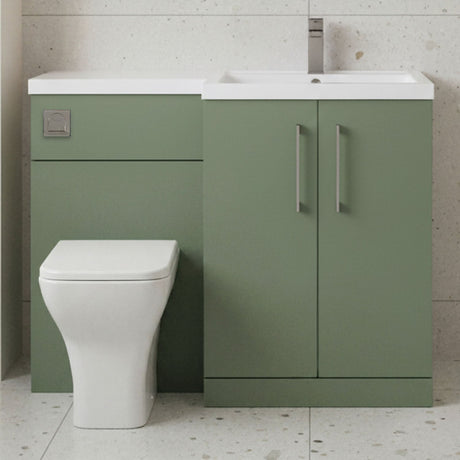 [BFLE811RH716] Bramshall Combination Vanity Unit with Basin & WC, Right Hand, 1100mm x 390mm - Choice of Colour and Handle Finish - Silo