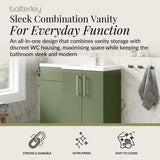 Bathroom Vanity Unit with Basin & WC, Right Hand, 1100mm x 390mm - Choice of Colour