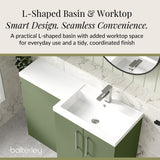 Bathroom Vanity Unit with Basin & WC, Right Hand, 1100mm x 390mm - Choice of Colour