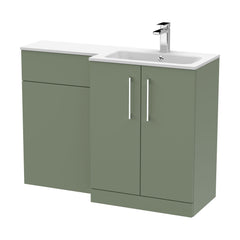 [BFLE812R] Bramshall Contemporary 2 Door Right-Hand Floor Standing Combination Unit with Stone Basin, Satin Green, 1100mm - Cutout