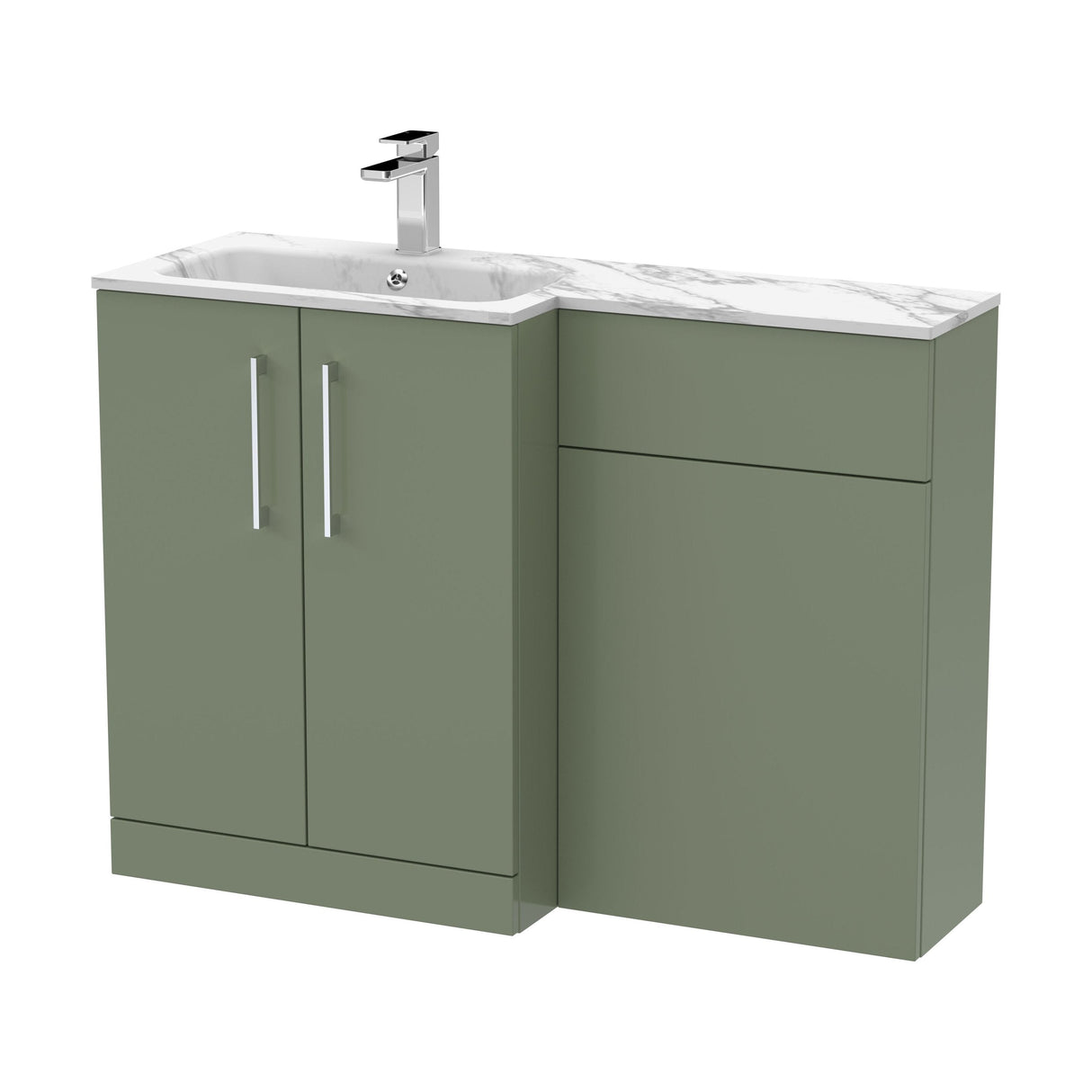 [BFLE813L] Bramshall Contemporary 2 Door Floor Standing Combination Unit with Stone Basin, 1100mm, Choice of Orientation and Colour - Cutout