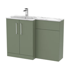 [BFLE813L] Bramshall Contemporary 2 Door Floor Standing Combination Unit with Stone Basin, 1100mm, Choice of Orientation and Colour - Cutout