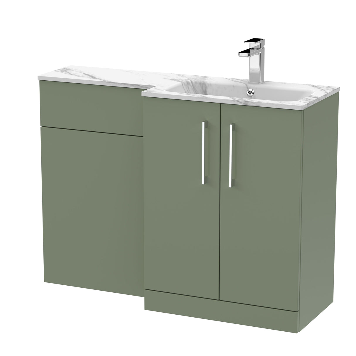 [BFLE813R] Bramshall Contemporary 2 Door Floor Standing Combination Unit with Stone Basin, 1100mm, Choice of Orientation and Colour - Cutout