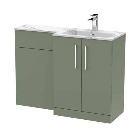 [BFLE813R] Bramshall Contemporary 2 Door Floor Standing Combination Unit with Stone Basin, 1100mm, Choice of Orientation and Colour - Cutout