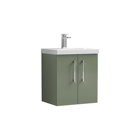 [BFLE821A] Bramshall Contemporary 2 Door Wall Hung Vanity Basin Unit with Mid-Edge Basin, Choice of Size and Colour - Cutout
