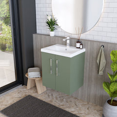 [BFLE821A] Bramshall Contemporary 2 Door Wall Hung Vanity Basin Unit with Mid-Edge Basin, Choice of Size and Colour - Lifestyle 3