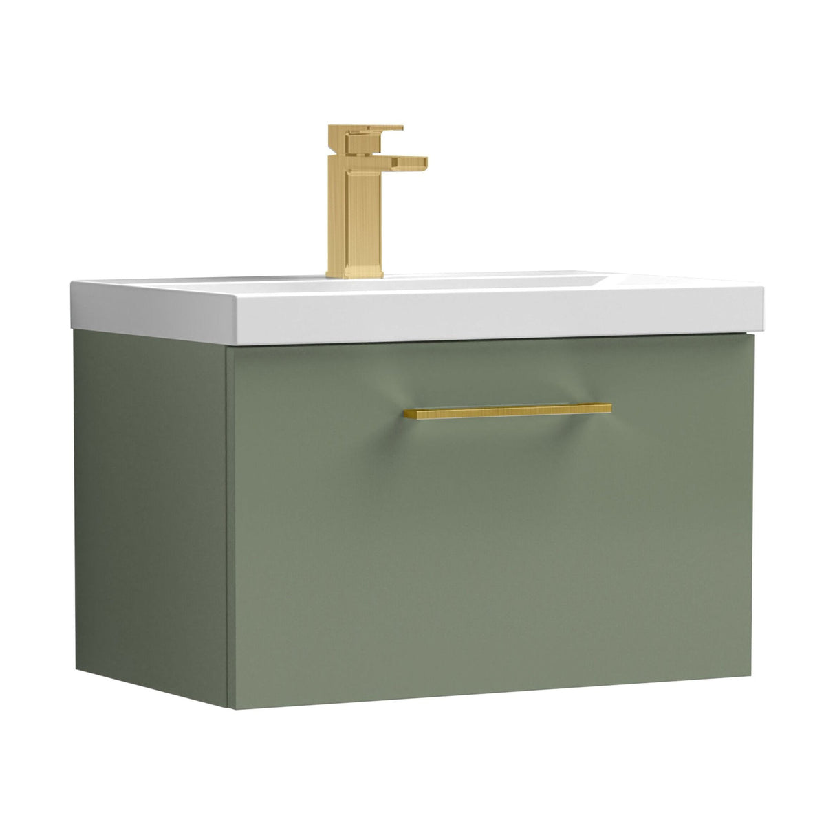 [BFLE822AH017] Bramshall Wall Hung 1 Drawer Vanity Unit with Mid-Edge Ceramic Basin - Choice of Colour, Handle Finish and Size - Cutout