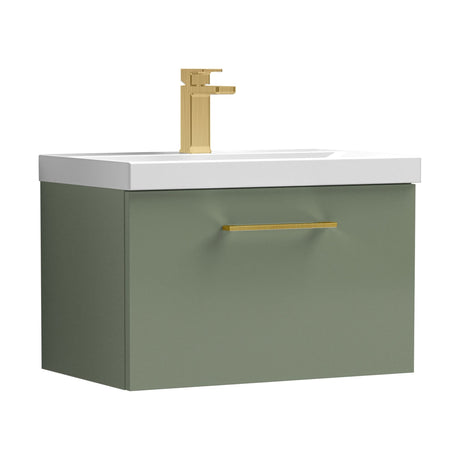 [BFLE822AH017] Bramshall Wall Hung 1 Drawer Vanity Unit with Mid-Edge Ceramic Basin - Choice of Colour, Handle Finish and Size - Cutout