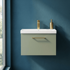 [BFLE822AH017] Bramshall Wall Hung 1 Drawer Vanity Unit with Mid-Edge Ceramic Basin 600mm - Studio Shot