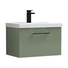 [BFLE822AH018] Bramshall Wall Hung 1 Drawer Vanity Unit with Mid-Edge Ceramic Basin - Choice of Colour, Handle Finish and Size - Cutout