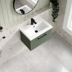 [BFLE822AH018] Bramshall Wall Hung 1 Drawer Vanity Unit with Mid-Edge Ceramic Basin 600mm - Lifestyle 2