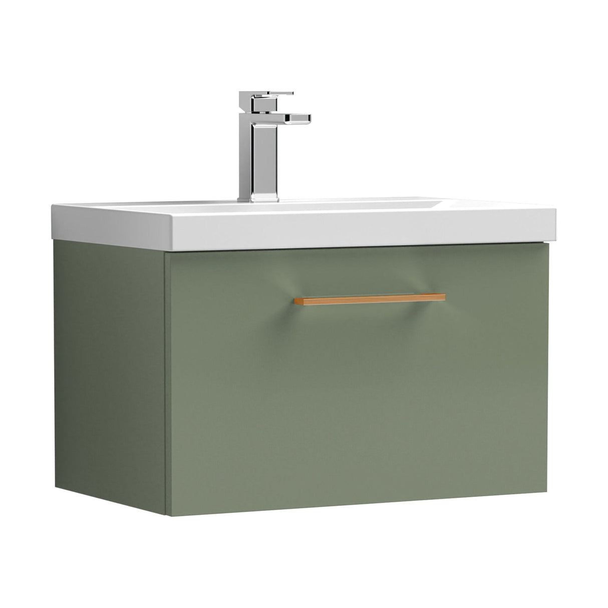 [BFLE822AH019] Bramshall Wall Hung 1 Drawer Vanity Unit with Mid-Edge Ceramic Basin - Choice of Colour, Handle Finish and Size - Cutout
